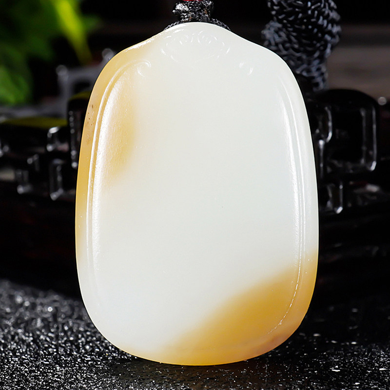 油润老糖料新疆且末料和田玉羊脂白玉挂件玉牌平安无事牌17.4克