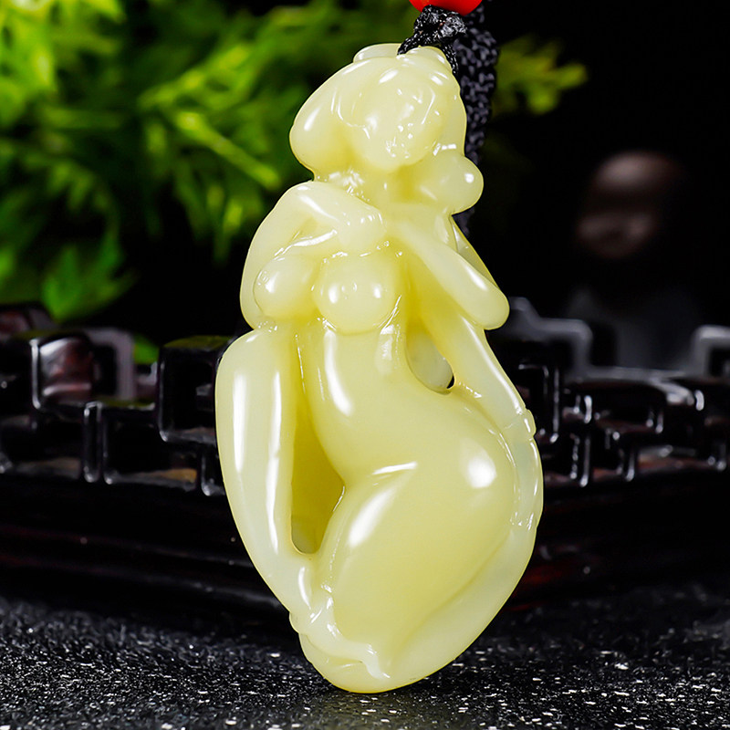 省大师郭磊鸡油黄新疆若羌料和田玉黄玉挂件吊坠玉遇贵人25.14克