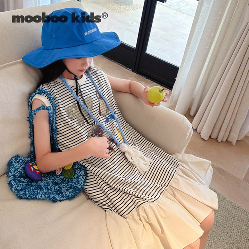 墨宝童装 MoobooKids_好穿一件过条纹印花背心裙