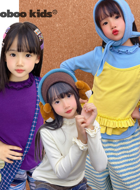 墨宝童装 MoobooKids_ 好穿少女感十足的木耳边领子袖子打底衫
