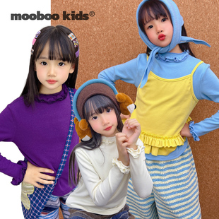 墨宝童装 MoobooKids_ 好穿少女感十足的木耳边领子袖子打底衫