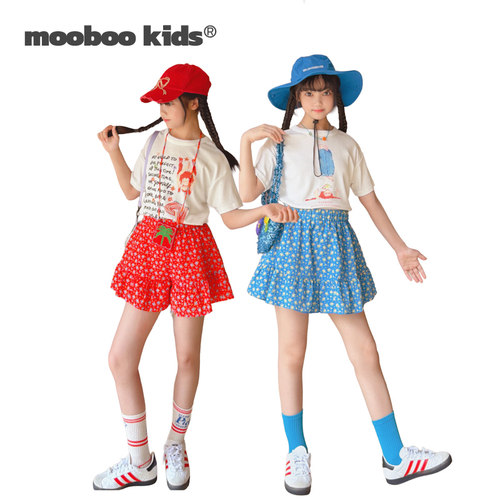 墨宝童装 MoobooKids_短袖印花t+碎花两色裙裤