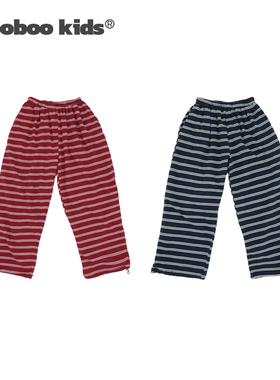 MoobooKids_百搭的加绒条纹卫裤25秋冬新款男童裤子中大童保暖