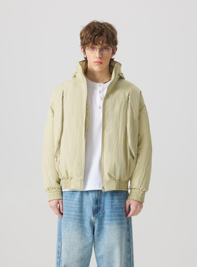 APOECHO 新国标90白鹅绒美式立领可收纳帽子双拉大口袋羽绒服