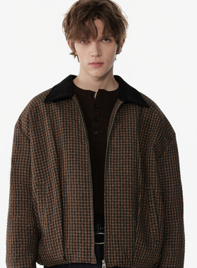 APOECHO 春季外套男立体褶皱短款轻羽绒通勤休闲轻熟风潮流上衣