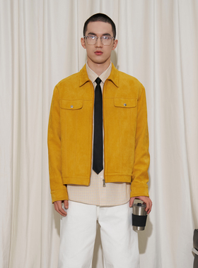 APOECHO 王一博同款黄色夹克外套男翻领多口袋时尚潮流户外通勤