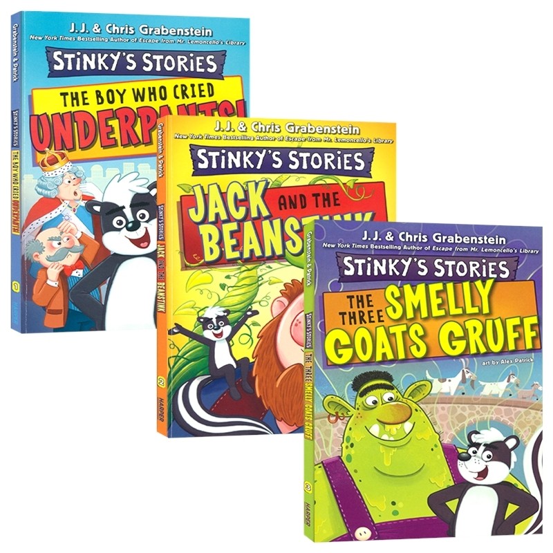 Stinky's Stories 臭臭的故事1-3 神奇图书馆作者 Chris Grabenstein 英语桥梁章节小说 小学英语课外读物 英文原版进口儿童图书