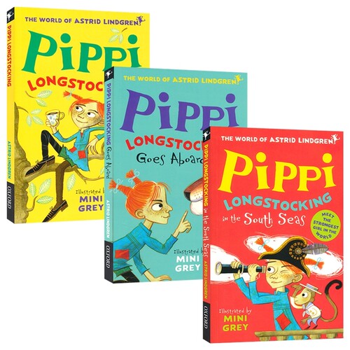 牛津精品小说读物 长袜子皮皮3册 英文原版小说 Pippi Longstocking Three Books Pack 国际安徒生奖 林格伦作品 章节小说