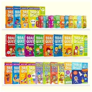 Cards 大脑任务全科练习册 Quest Smart 益智活动 教辅 Brain 书写练习 学龄前 Workbook 自然拼读 互动问答卡 6年级 英文原版 数学