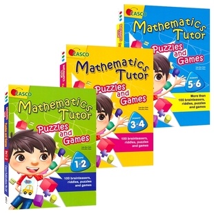 Casco Mathematics Tutor Puzzles And Games 新加坡数学练习册 数学导师解谜游戏 益智活动 小学1-6年级教辅 3册套装 英文原版