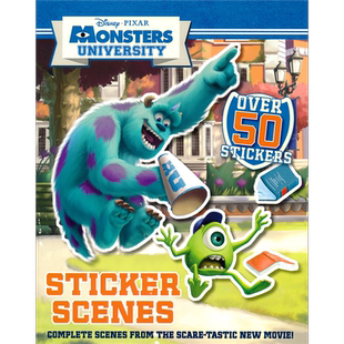 Disney Pixar Monster's University Sticker Scenes 怪兽大学 贴纸场景书 迪士尼皮克斯 50张贴纸 英文故事绘本 3-6岁 英文原版