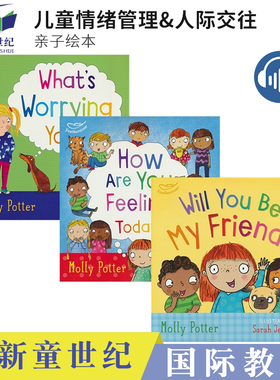 英文原版绘本 Molly Potter what's worrying you will you be my friend 儿童人际交往情绪情商管理绘本 英语课外读物