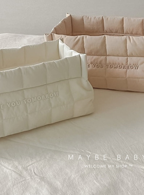 韩国ins婴儿床上尿不湿收纳盒尿布纸尿裤筐宝宝用品绗缝收纳神器