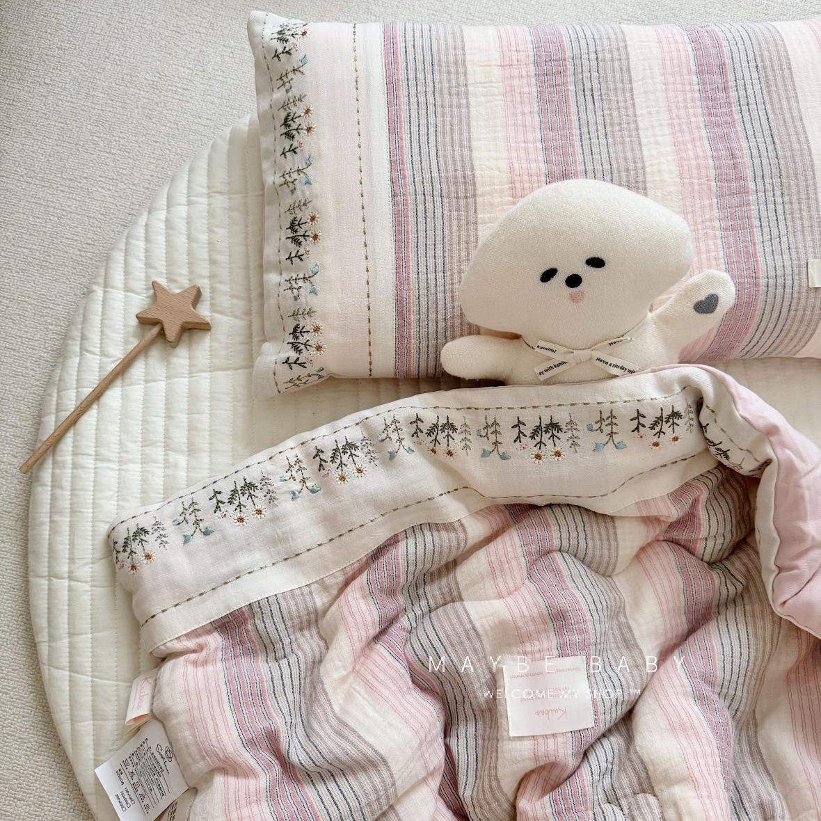 韩国ins全棉色织皱皱纱婴儿级柔软亲肤韩系宝宝四季被芯可机洗