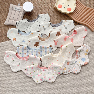 韩国ins纯棉口水巾婴儿a类棉春秋季宝宝围嘴婴幼儿用品儿童围兜