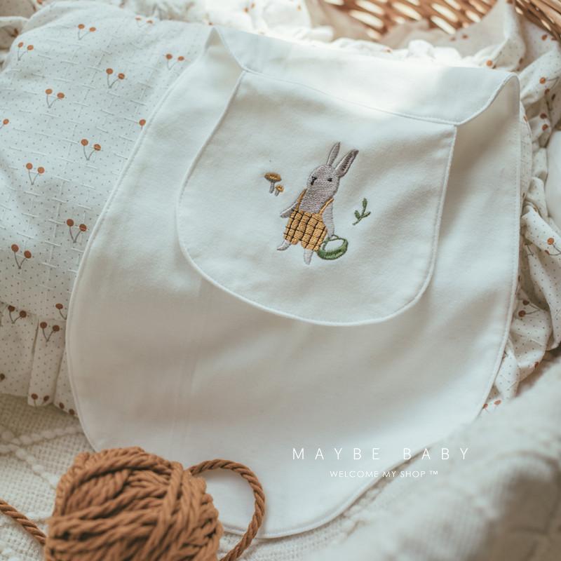 韩国ins儿童纯棉幼儿园隔汗巾刺绣婴儿吸汗巾男童宝宝垫背巾