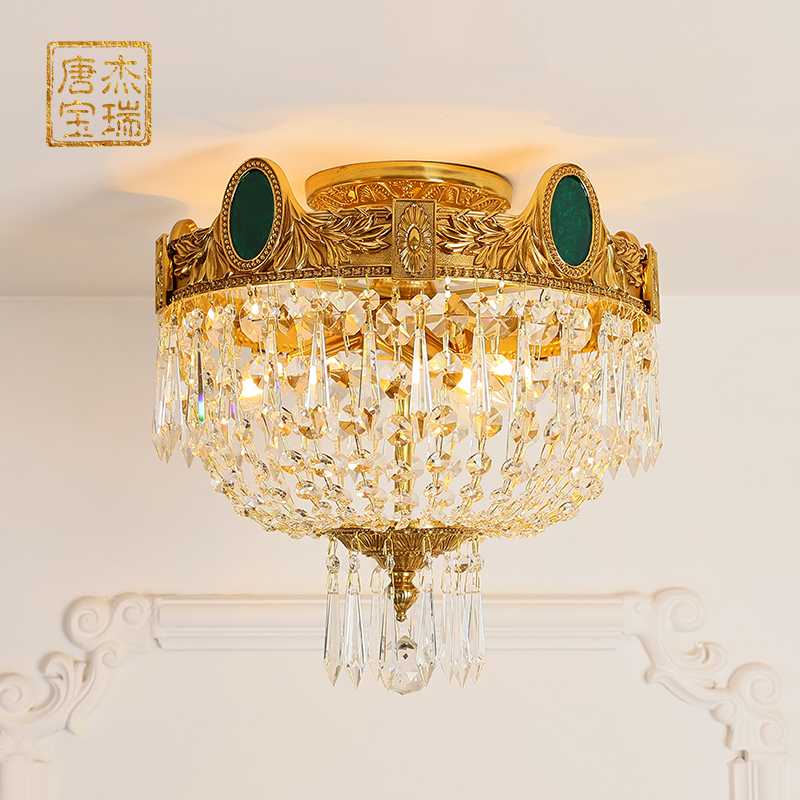 杰瑞唐宝法式全铜水晶吸顶灯欧式别墅入户门厅卧室书房奢华创意灯