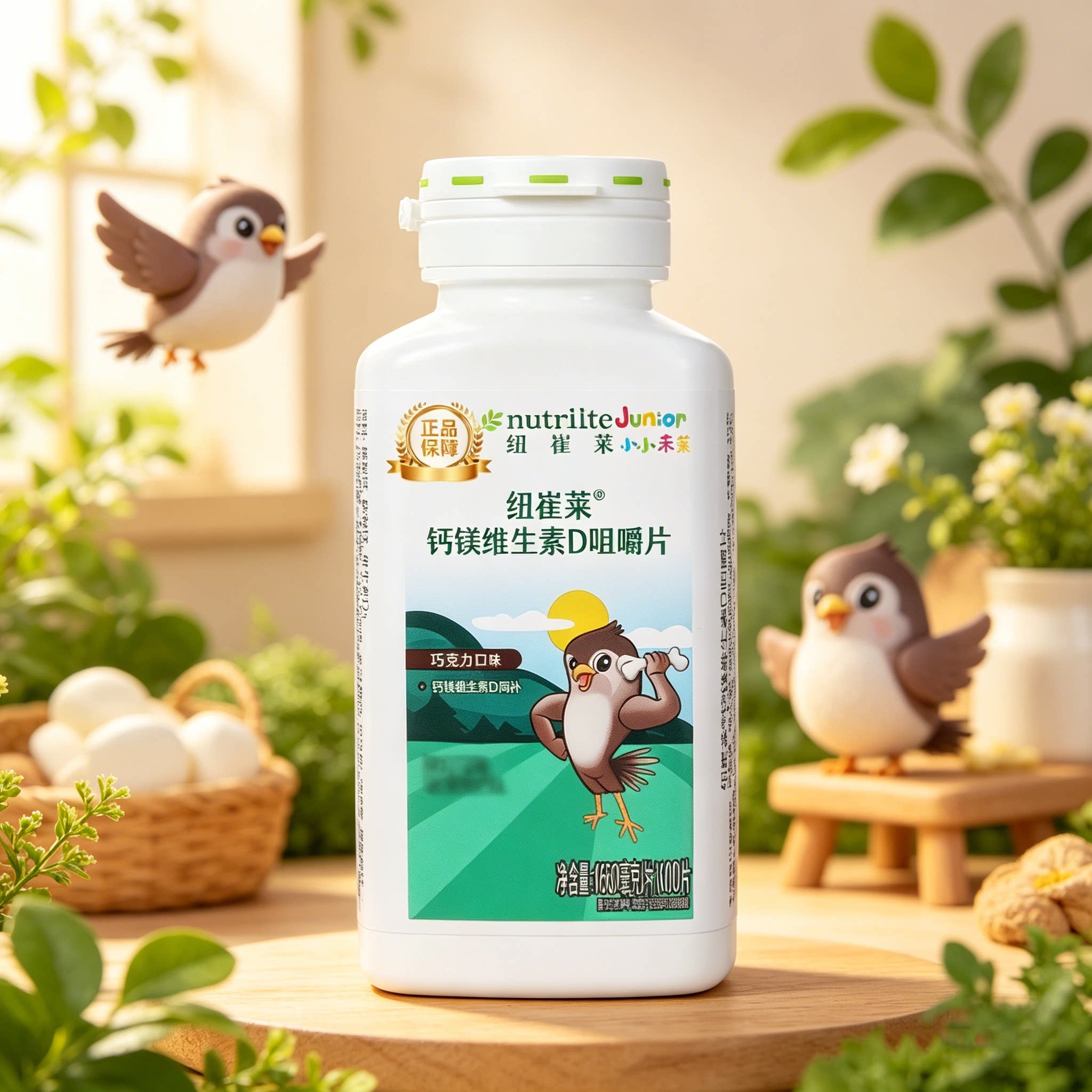 包邮不刮码国产安利纽崔莱儿童钙镁维D咀嚼片小孩成长补钙100粒