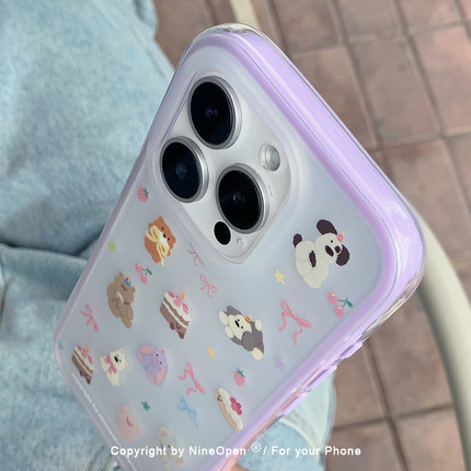 九点半磁吸二合一双层西高地小狗奶茶小熊立体适用苹果15promax手机壳iphone14promax全包防摔便携支架软壳