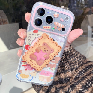 九点半双层闪粉小熊邦尼兔蝴蝶结甜点梦幻屋适用苹果17ProMax手机壳iphone17Pro 15全包保护套 16ProMax