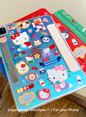 九点半镭射KT小猫小狗磁吸分离适用苹果2025新款iPadair7/mini7保护壳平板亚克力pro可拆分air6隐藏笔槽11寸