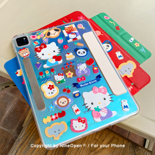 九点半镭射KT小猫小狗磁吸分离适用苹果2026新款 mini7保护壳平板亚克力pro可拆分air7隐藏笔槽11寸 iPadair8