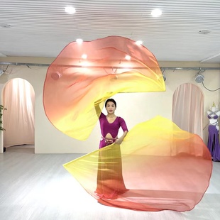 新款舞蹈道具渐变半圆旗帜水墨色手旗运动会开幕式表演出彩色纱巾