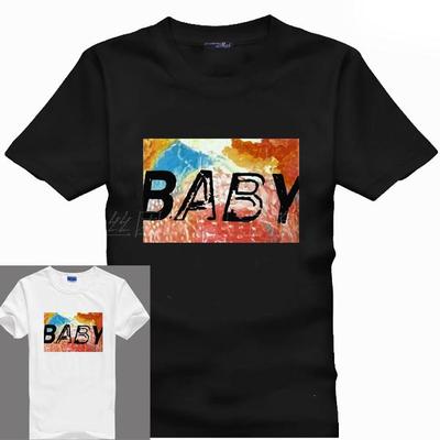 Bigbang权志龙GD湖南跨年同款baby字母彩色情侣棉短袖黑色男女T恤