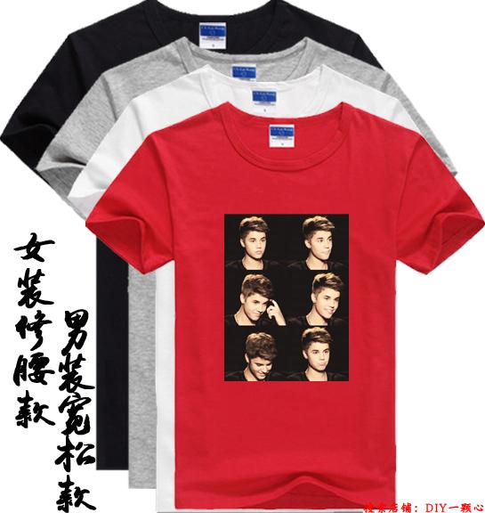 T恤宽松贾斯汀 比伯同款Justin Bieber周边衣服男女款圆领纯棉衫