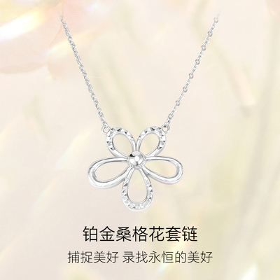 PT950铂金项链女款白金花朵项链