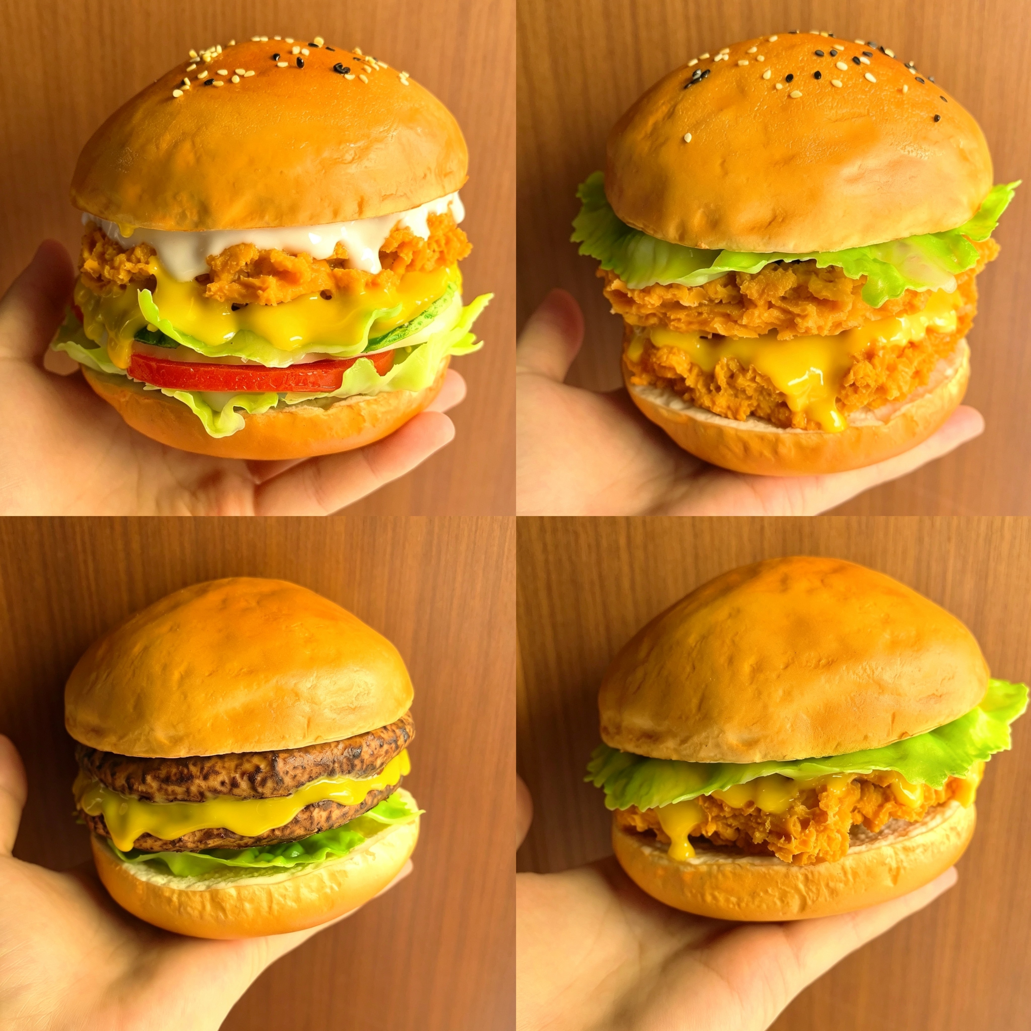 仿真巨无霸双层汉堡包模型假面包道具鸡牛肉炸鸡KFC美食摆件装饰