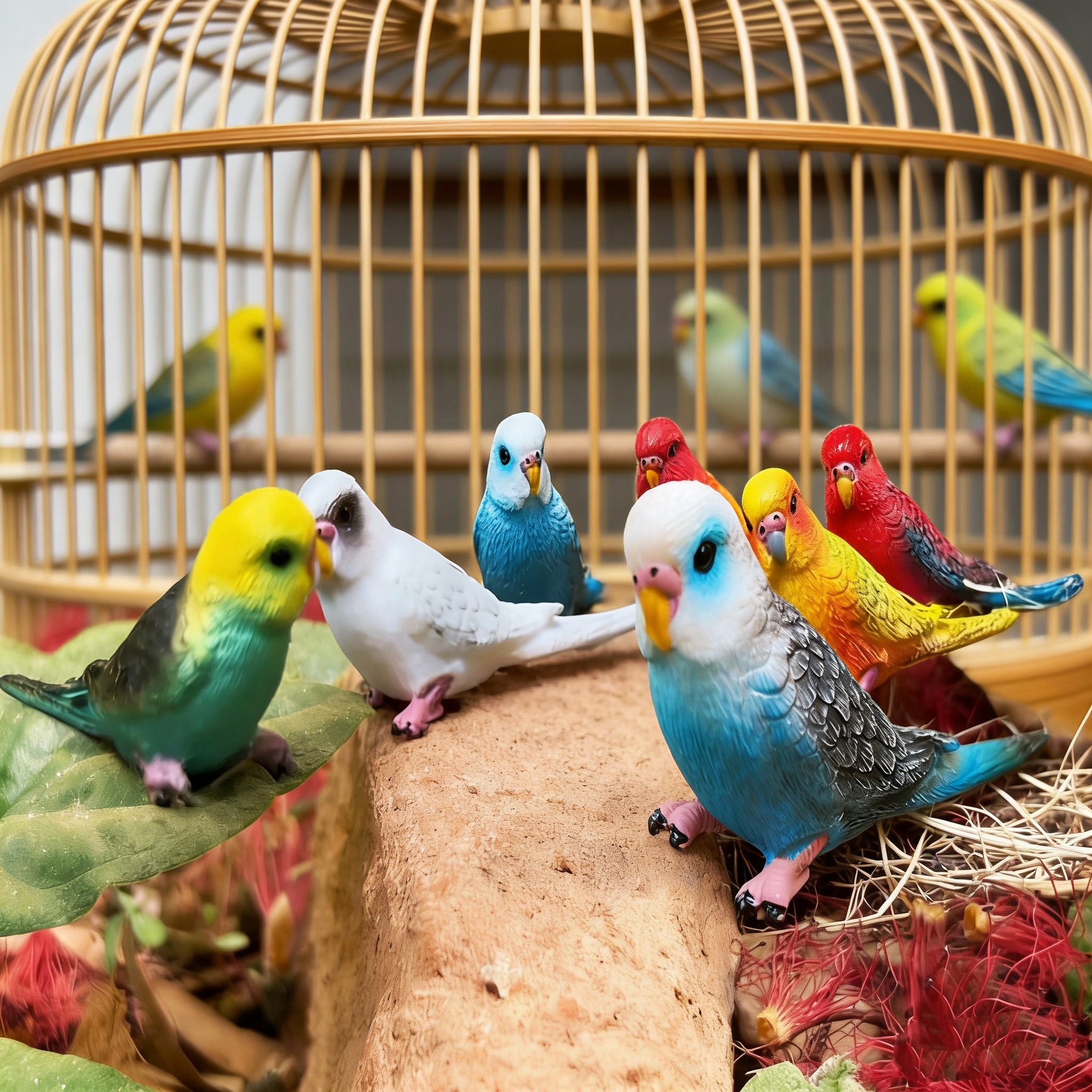 仿真假虎皮鹦鹉模型飞禽小鸟类儿童认知玩具野生动物静态塑胶摆件