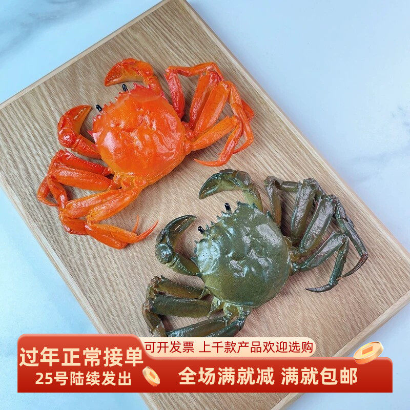 仿真大闸蟹模型假公母熟螃蟹鲜活河鲜餐厅陈列整蛊生物教学玩道具