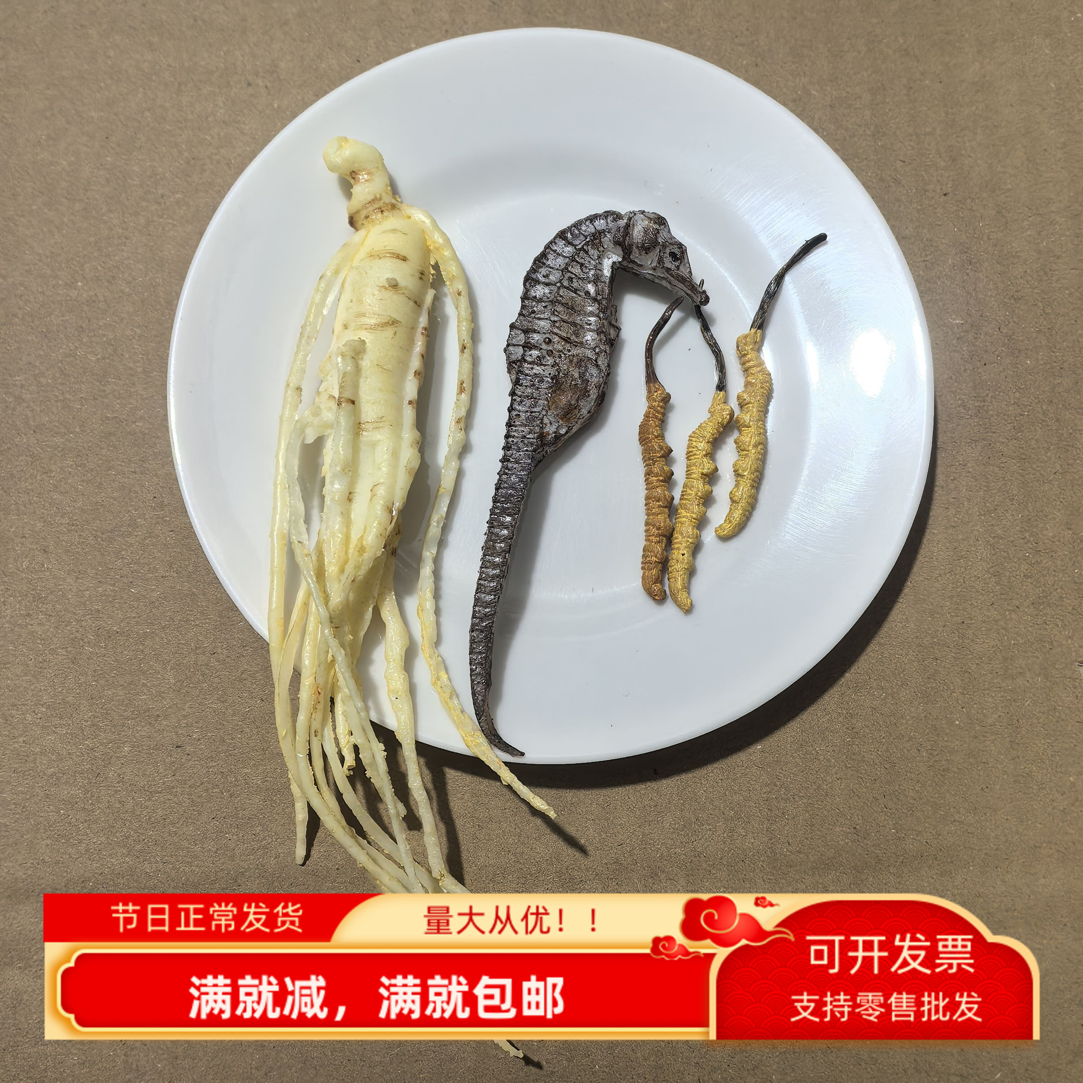 仿真珍稀名贵中药材标本模型海马人参冬虫夏草假道具科普宣传摆件
