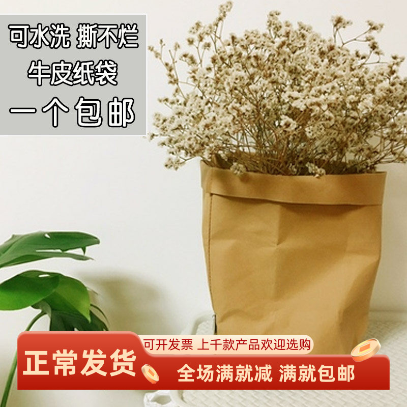 装饰品水洗牛皮纸袋子收纳花盆图片