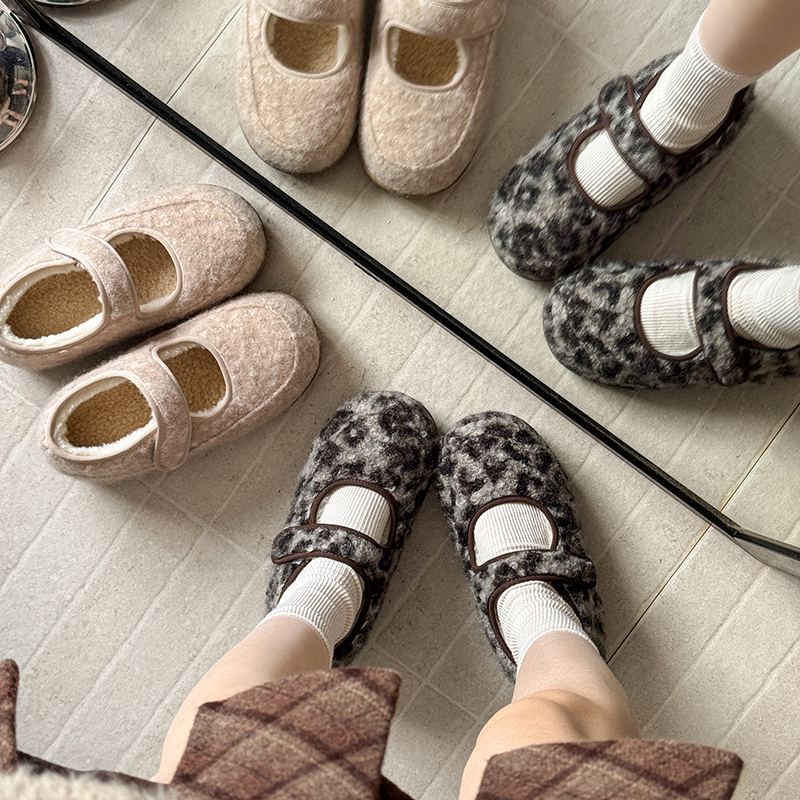 毛绒玛丽珍鞋女2025年冬季新款