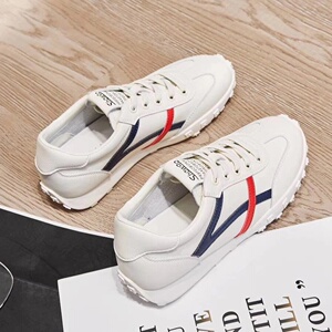 专柜正品头层牛皮厚底松糕鞋日常百搭系带真皮运动鞋女经典阿甘鞋