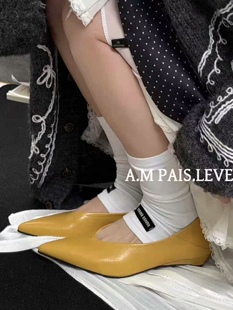 豆豆鞋 糖果色2026新款 复古浅口粗跟单鞋 法式 女 小香风平底尖头飘鞋