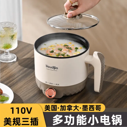 110V美规多功能小电锅单人食电热火锅美国加拿大墨西哥用小电锅