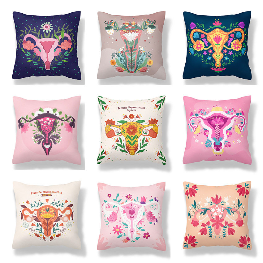 美容院私密房间布置装饰沙发抱枕月子会所产康靠枕女性赞歌生殖