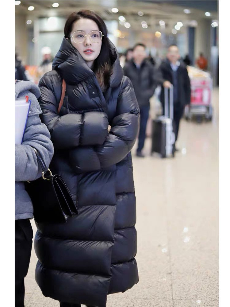 女款 加厚大廓形超轻无胆布白鹅绒改良版巫师帽大袍子长款羽绒服