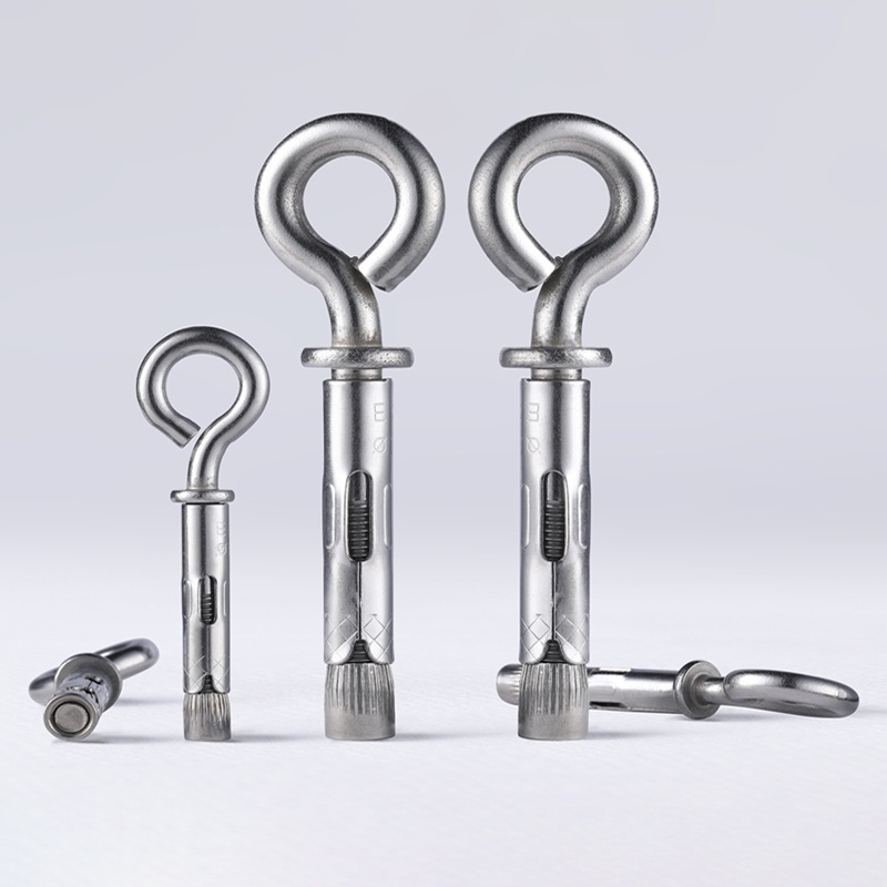 304不锈钢羊眼拉爆螺丝镀锌吊灯钩秋千钩带圈膨胀钩Φ6.5Φ8Φ12