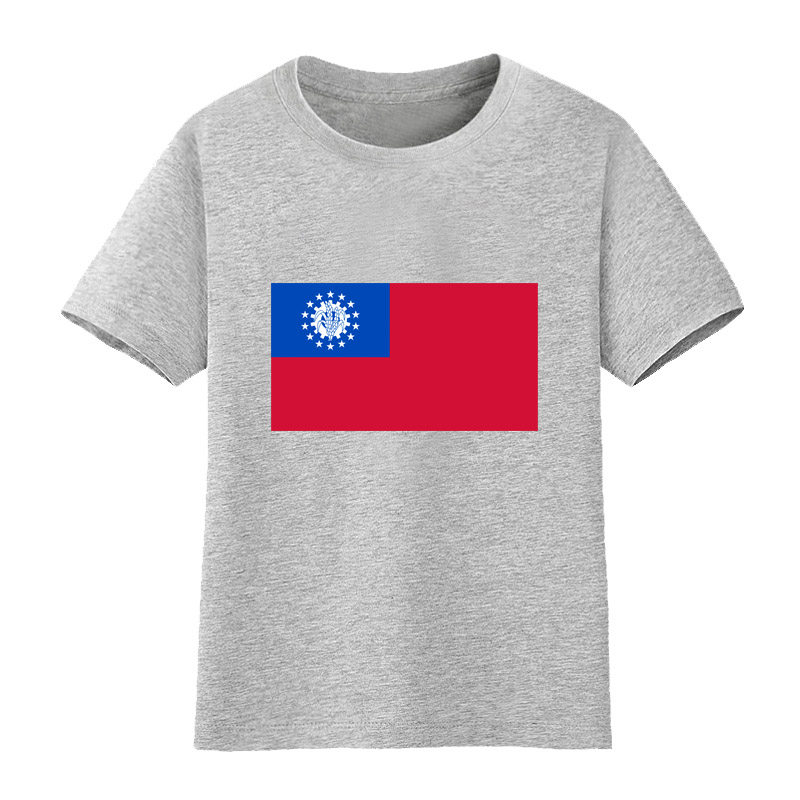 缅甸国旗t恤男童短袖女儿童大中小学生班服运动会比赛球衣文化衫