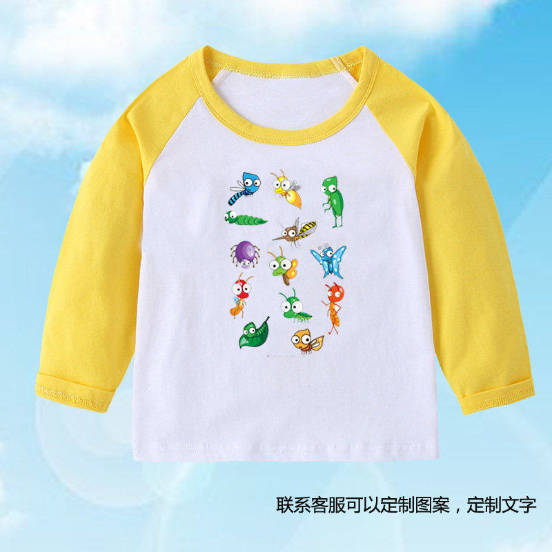 蚊子卡通蚂蚁t恤儿童蜜蜂长袖蜻蜓上衣服男女童装亲子昆虫打底衫9