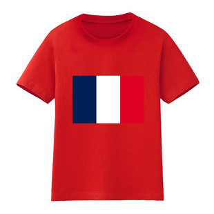 法国国旗T恤男童短袖女儿童大中小学生班服运动会比赛球衣文化衫