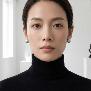 Gloire/古名S925银银女耳钉拉丝日韩耳饰时尚简约低调素款