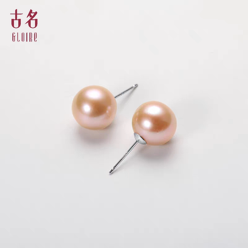 S925银淡水中国红珍珠耳钉