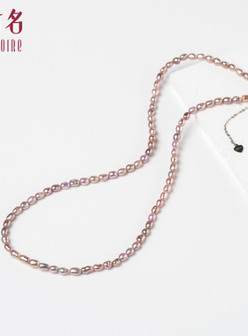 Gloire/古名S925银淡水无核紫珠珍珠小米项链3-4mm