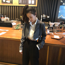 女高腰2019秋季 超短欧美休闲西服短外套韩版 上衣 LEIYU短款 小西装