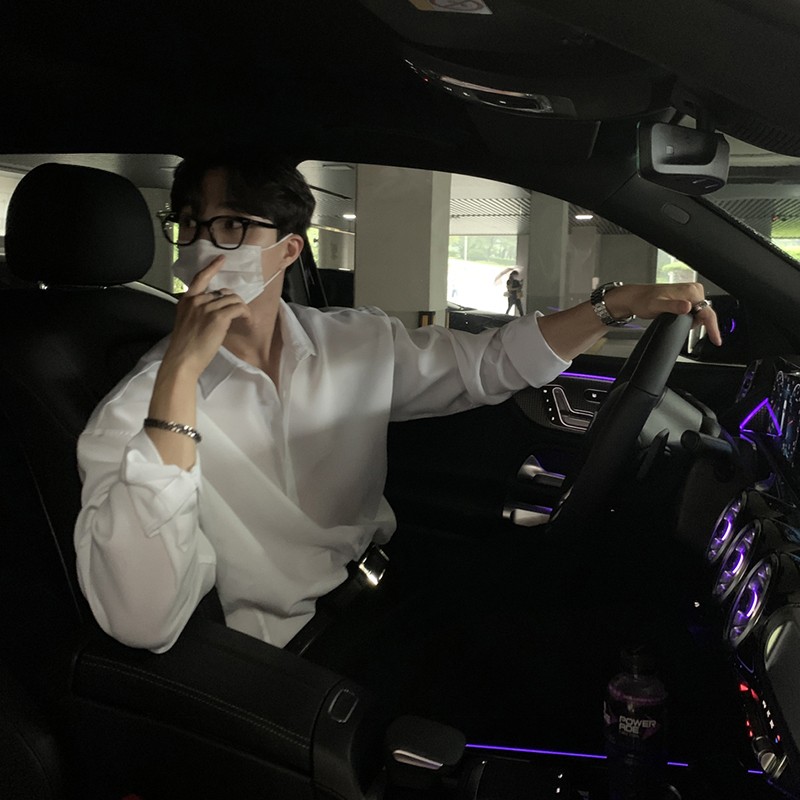 春秋季白色衬衫男高级感ins免烫